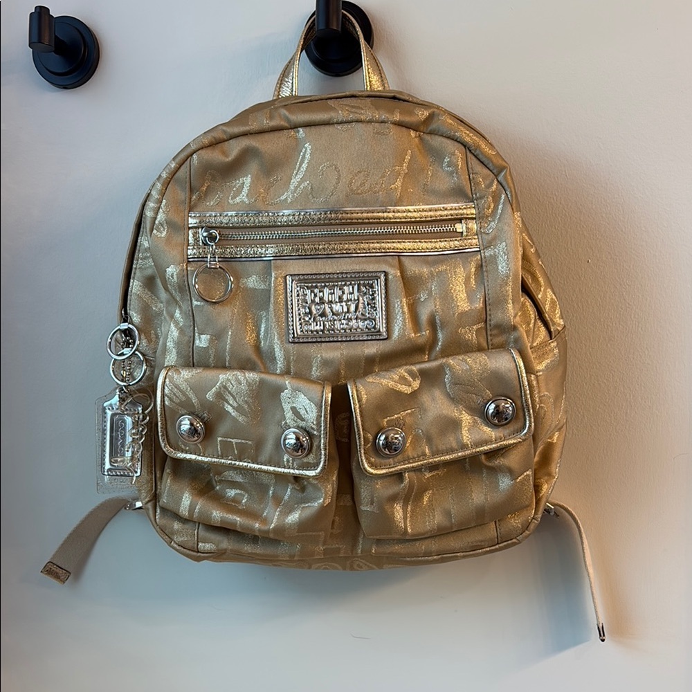 NWOT VINTAGE Y2K Coach Gold and Silver Poppy Backpack circa 2000s